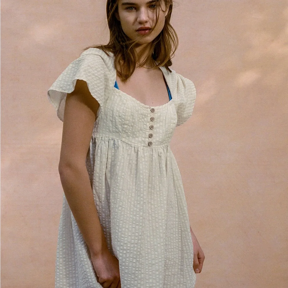 White Button-Front Dress - Picture 2 of 9